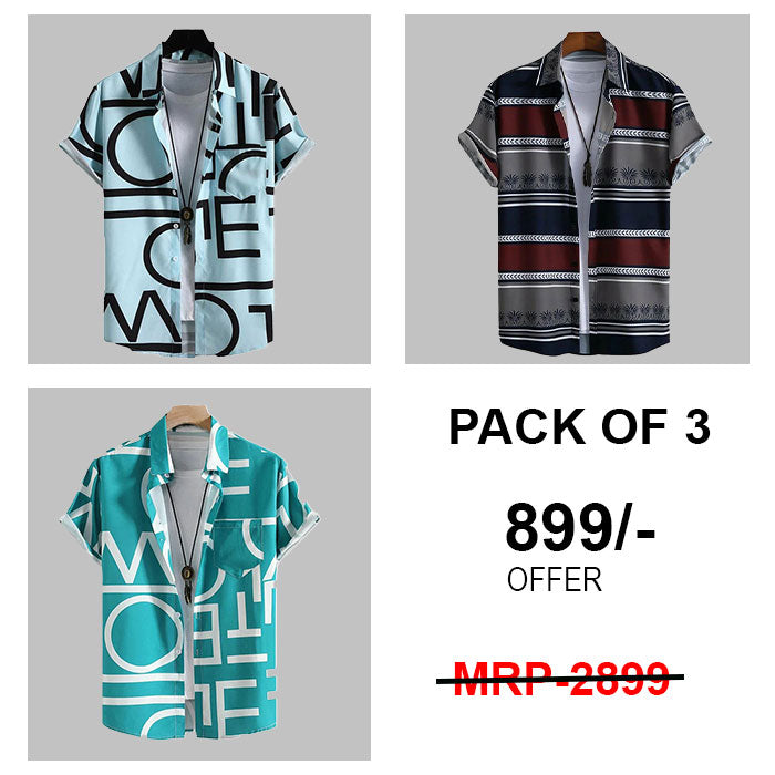 Style&Kart Summer Fashion Men Super Slim Fit Casual Shirts (Combo Pack of 3)