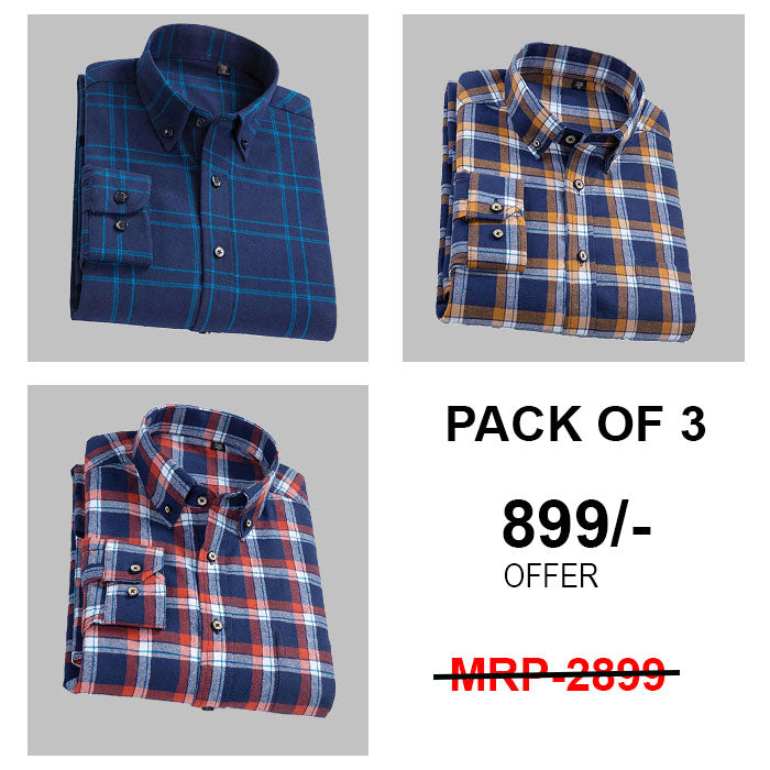 Style&Kart Checked Mixed Color Button Shirts For Men (Combo Pack of 3)