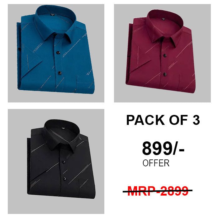 Style&Kart Formal Mens Solid Shirts Long Sleeve (Combo Pack of 3)